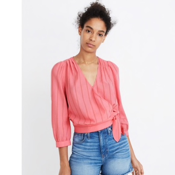 -SOLD- NWT Madewell Wrap Top in Cecilia Stripe - Picture 2 of 4